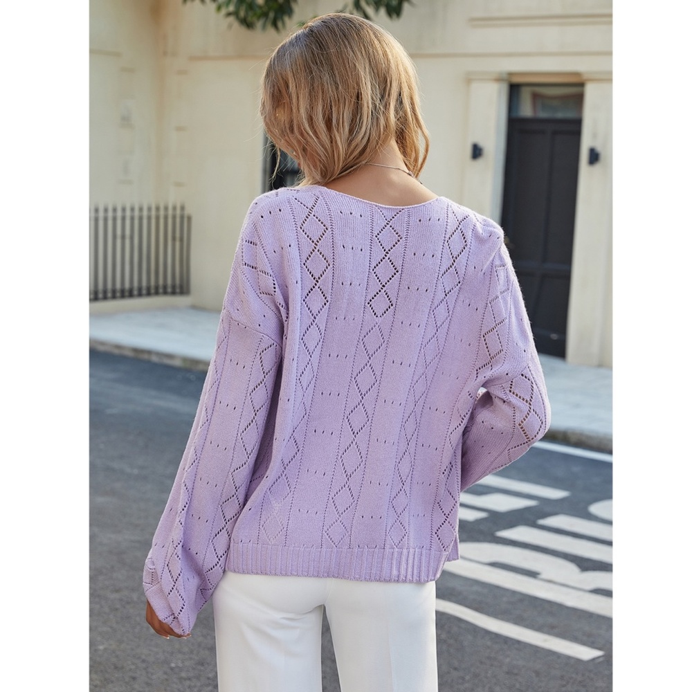 Lavender Knit Open Cardigan - Picture 11 of 11